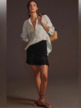 Anthropologie 100% Cotton Gauze Popover Shirt Size Medium EUC